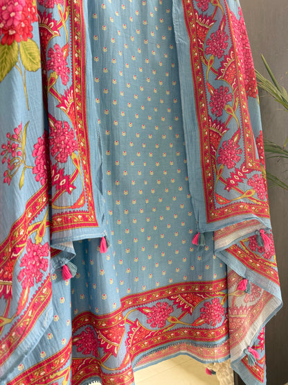Mulmul cotton bougainvillea suit