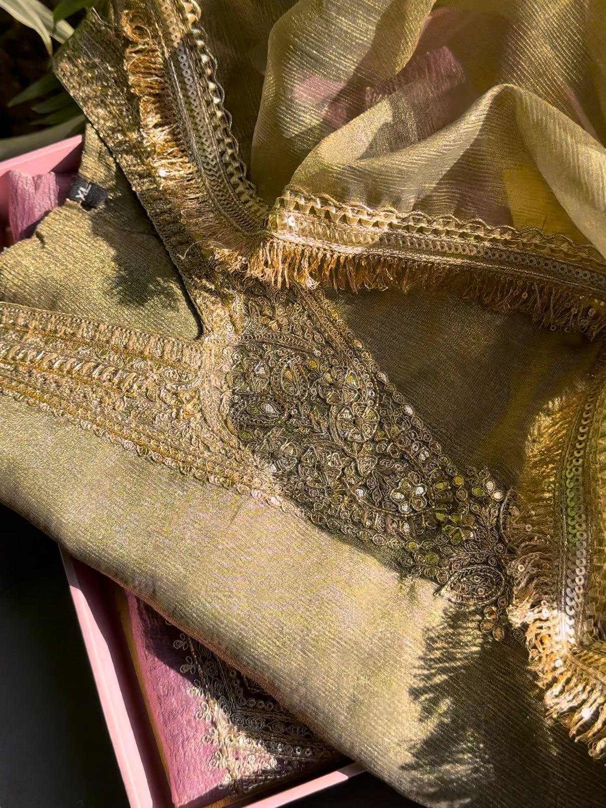 Tissue silk Handwork suit set