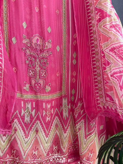 Premium Burberry silk ikkat handwork suit