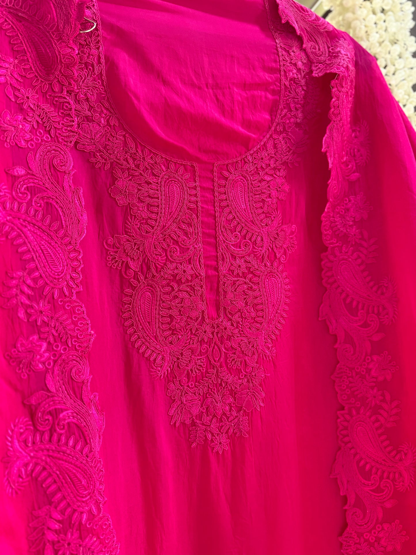 Luxurious aari work organza suit