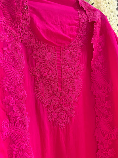 Luxurious aari work organza suit
