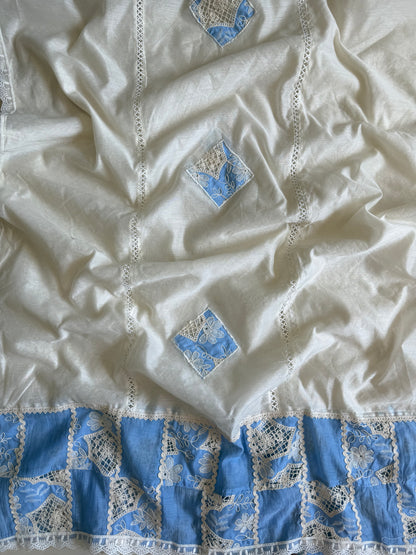 Luxurious Mul chanderi crochet handwork suit