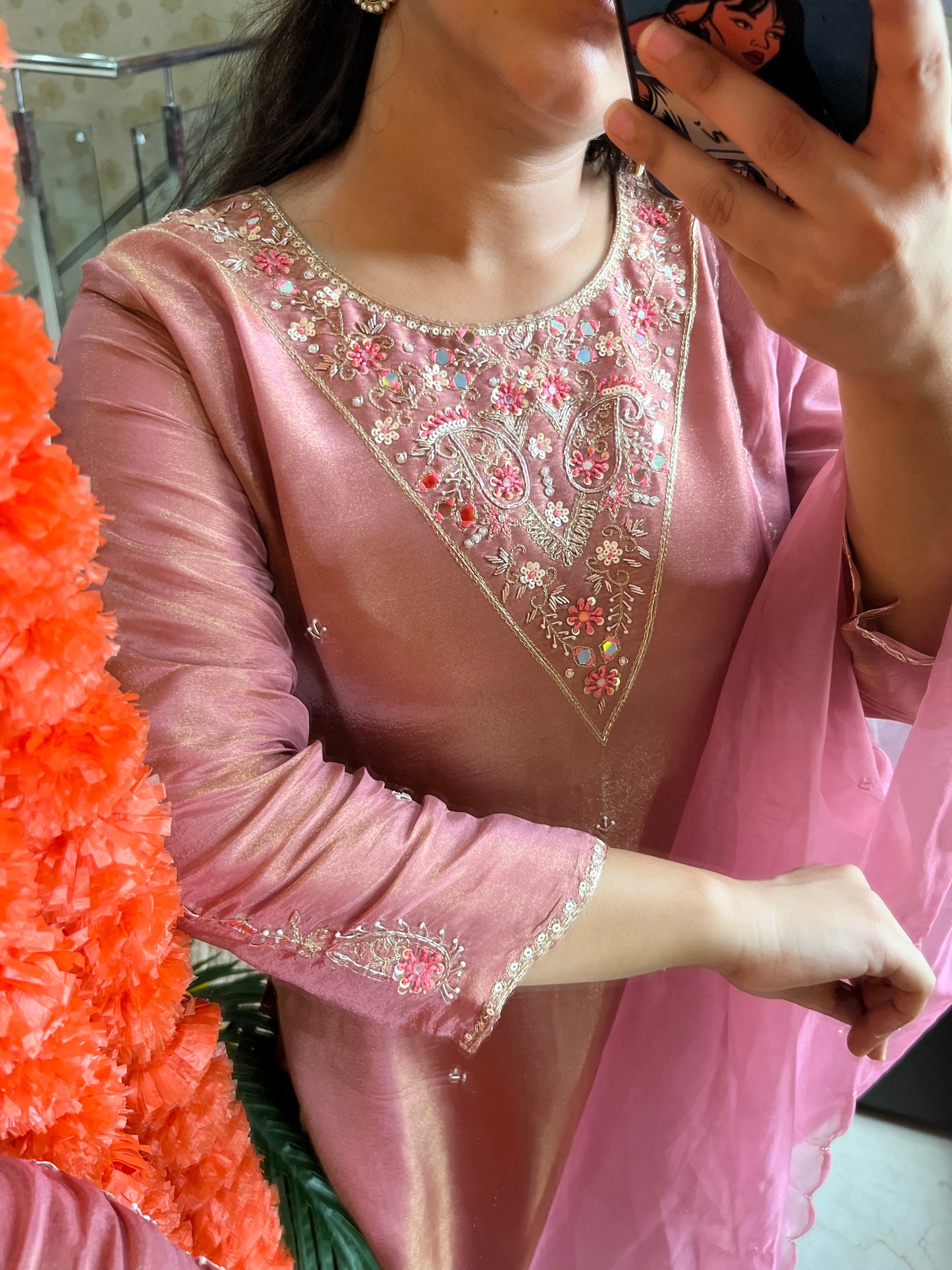 Tissue silk Handwork suit set