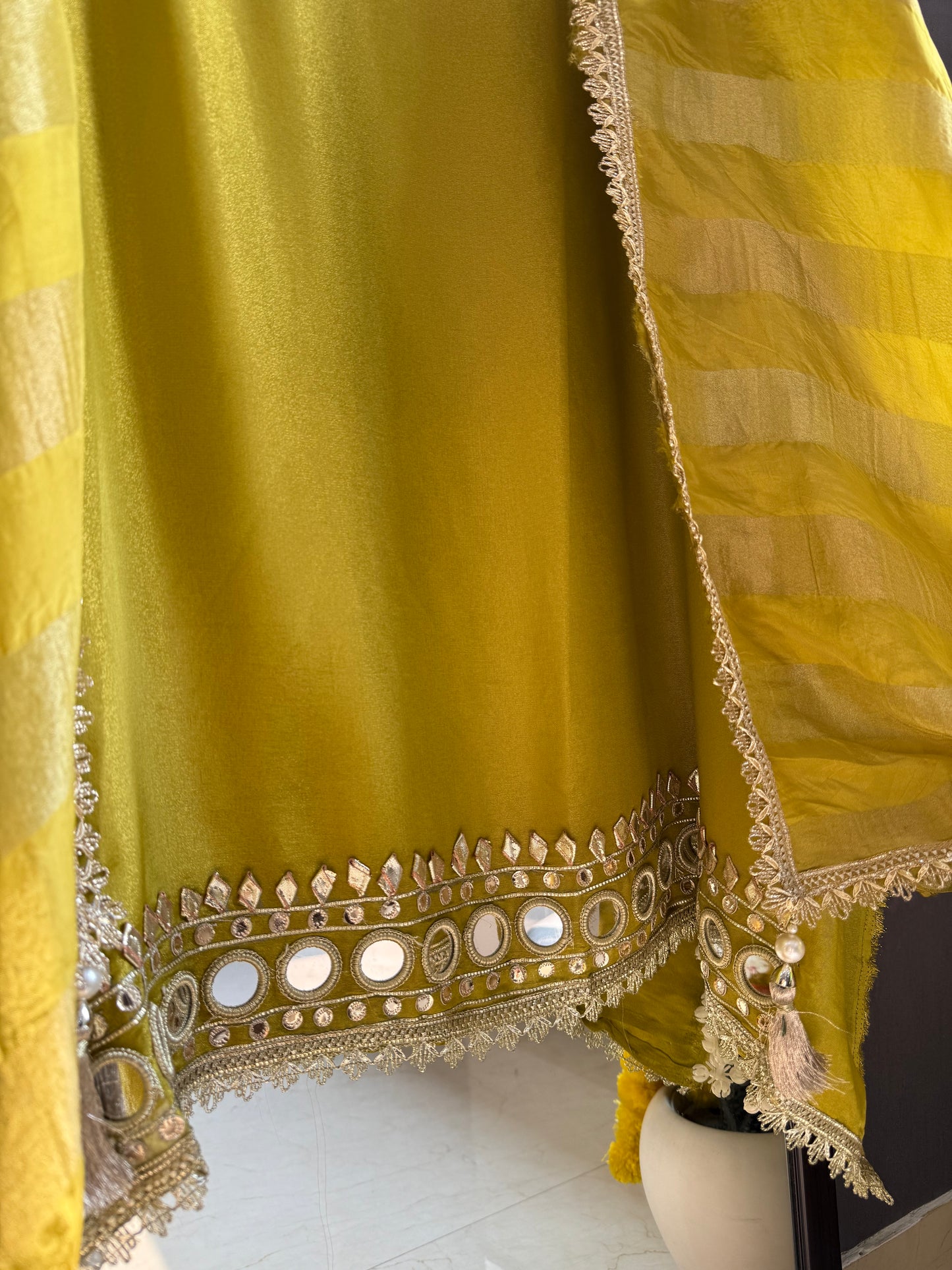 Tissue silk Mirrorwork suit