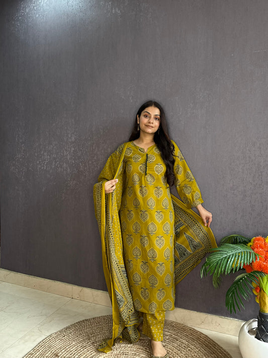 Pure cotton anaar ajrakh print suit set