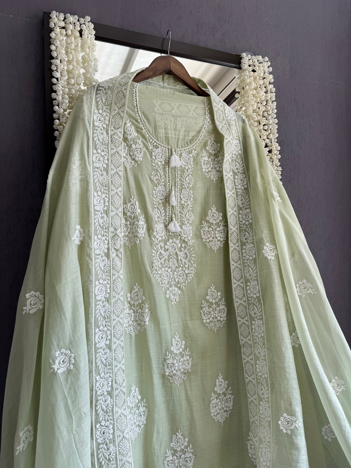 Luxurious Mul chanderi lucknowi handwork suit