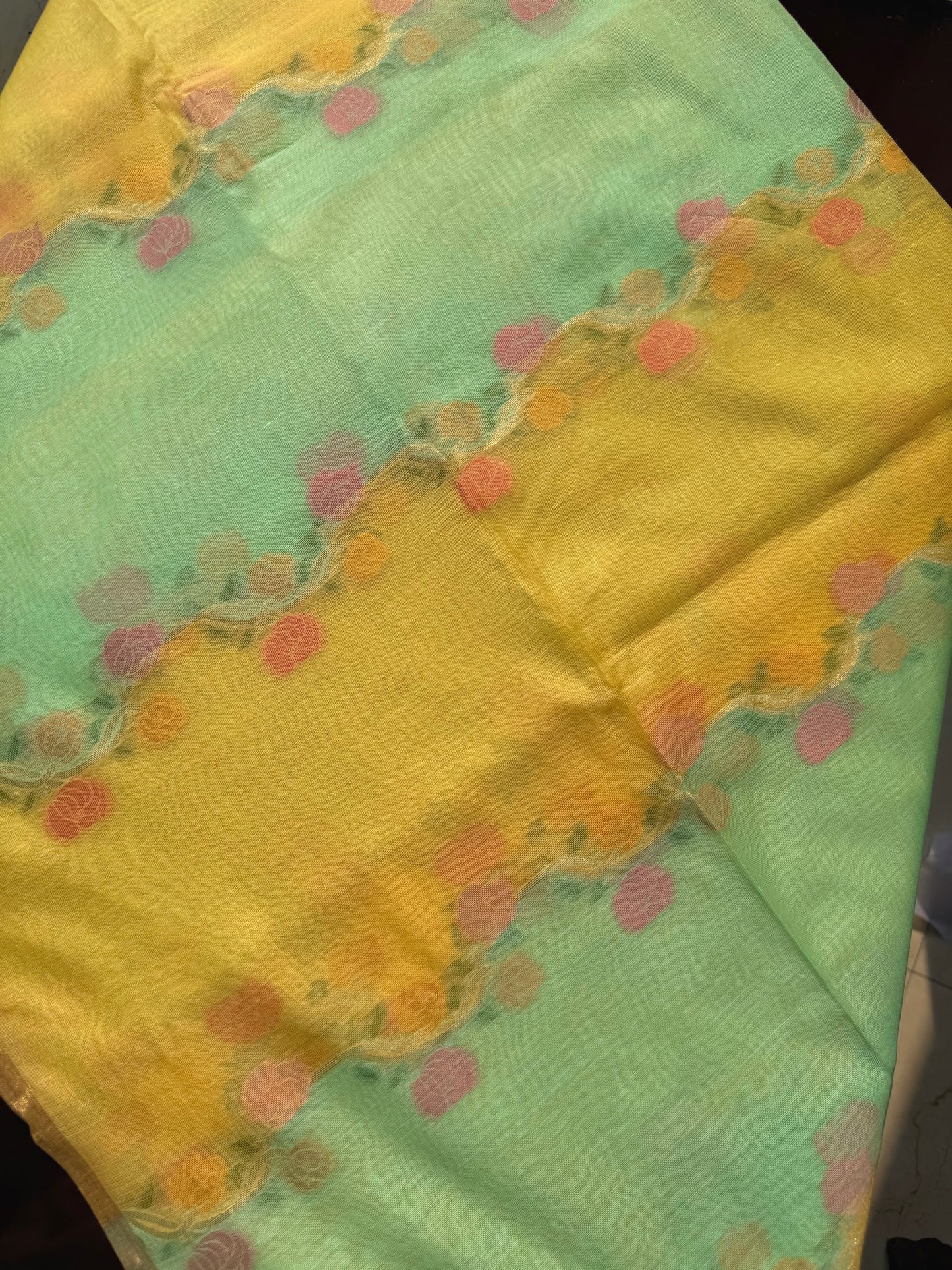 Chanderi zari meenakari rangkaat saree