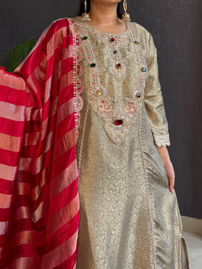 Aline Aari brocade bejewelled suit set