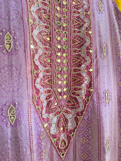 Luxurious bandhani hearts kundan suit