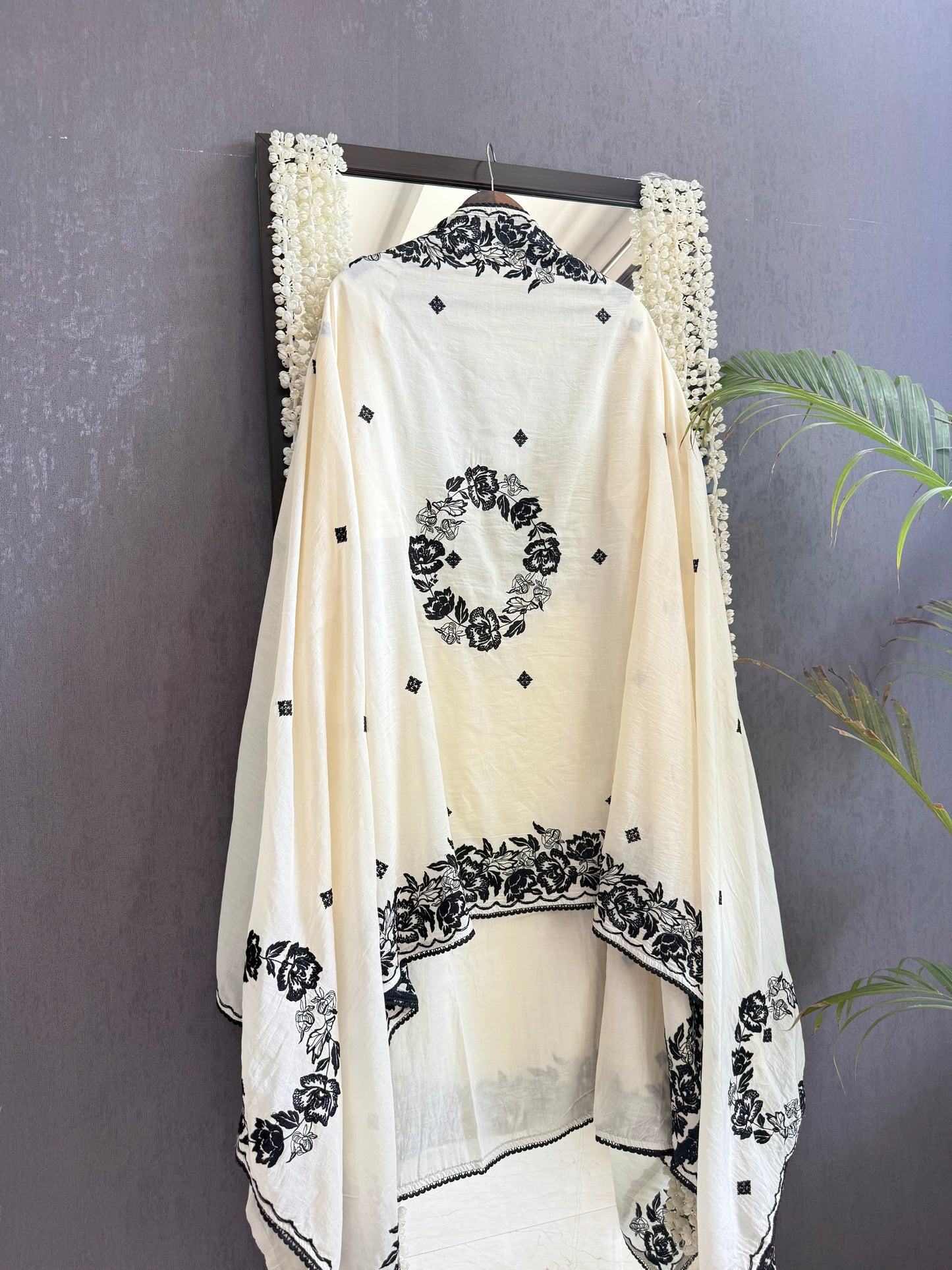 Luxurious Mul chanderi Parsi work florals suit