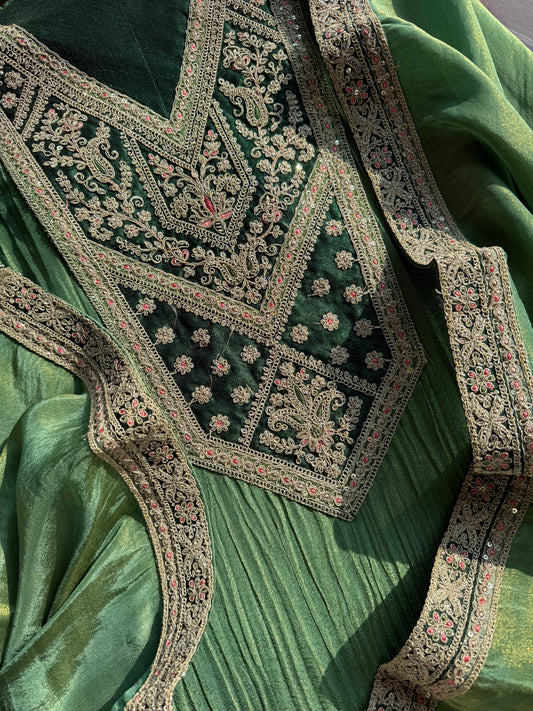 Crush tissue marori aari work suit