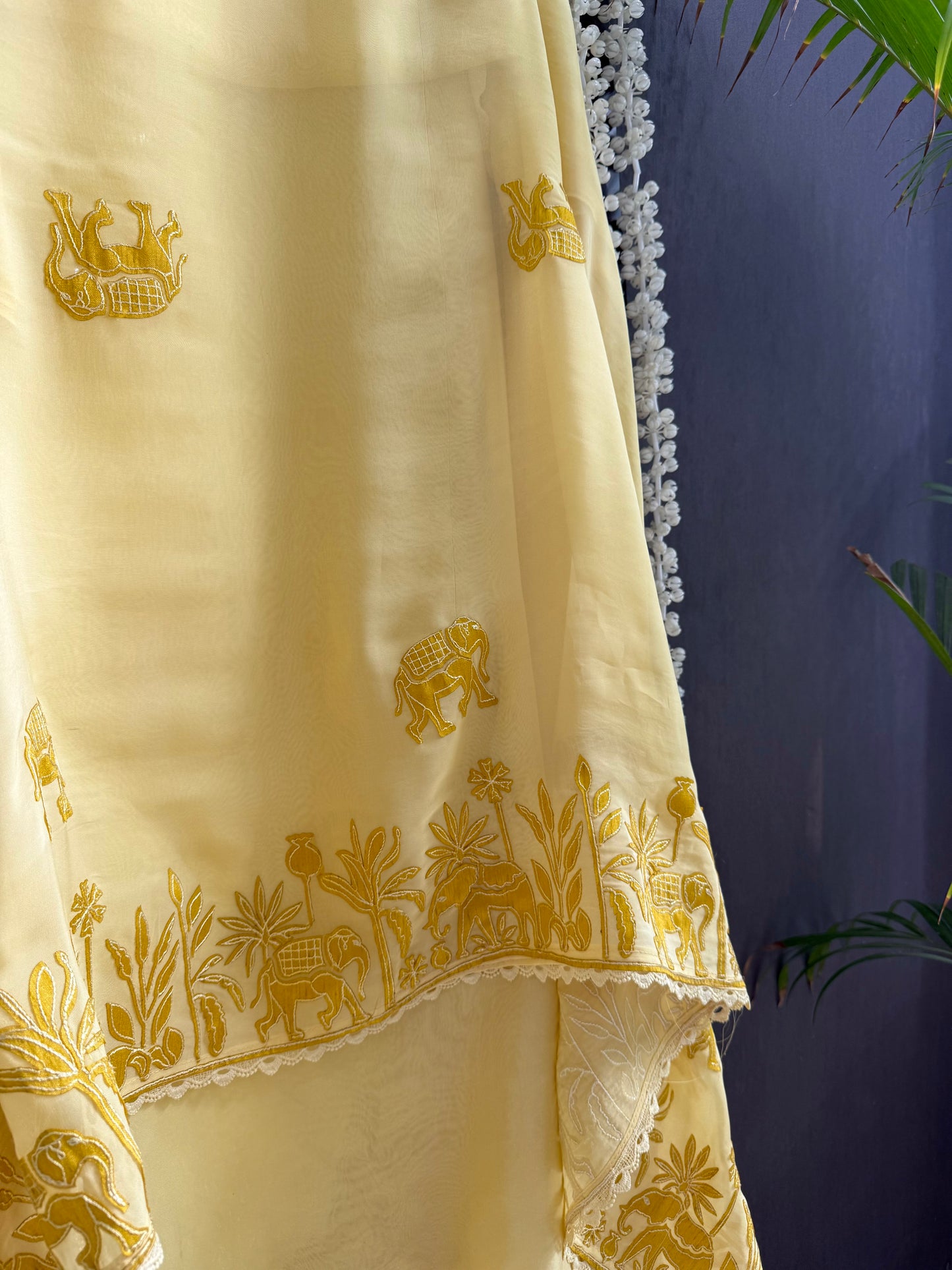 Organza appliqué work elephants suit