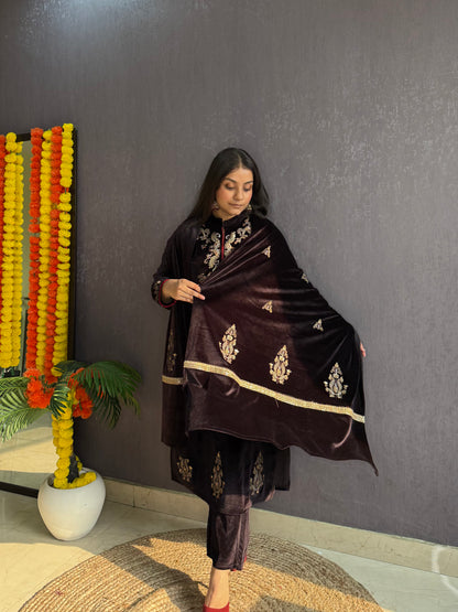 Velvet Handwork Shawl set