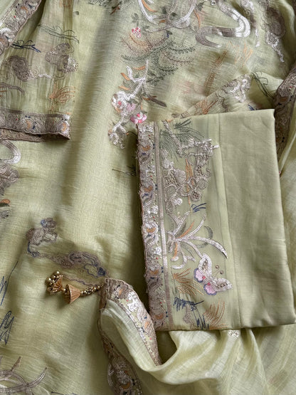 Luxurious Mul chanderi gota appliqué work suit