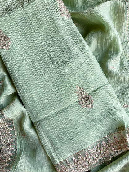 Crush tissue aari work suit
