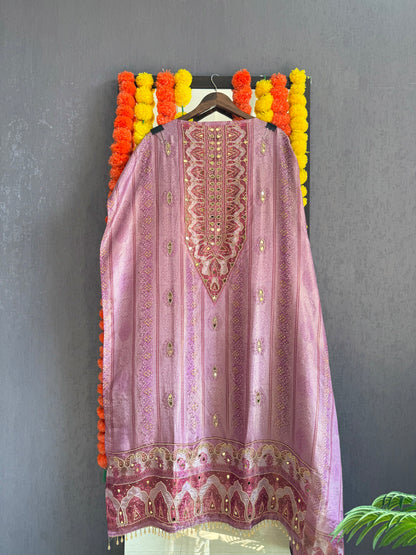 Luxurious bandhani hearts kundan suit