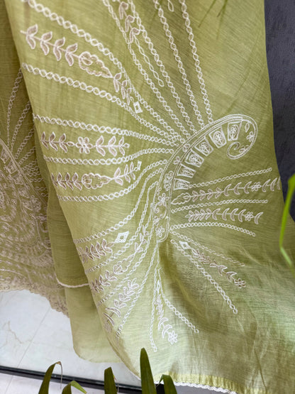 Luxurious Mul chanderi aari work suit