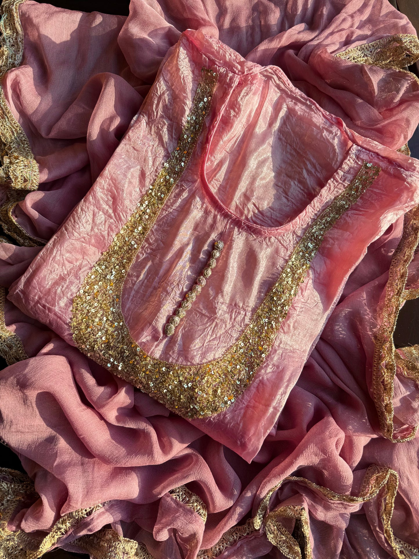 Handwork Crush Tissue silk suit
