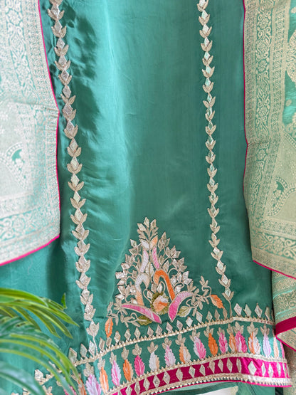 Luxurious Gotapatti satin silk suit