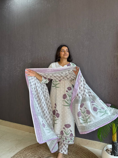 Pure cotton blockprinted kurta set