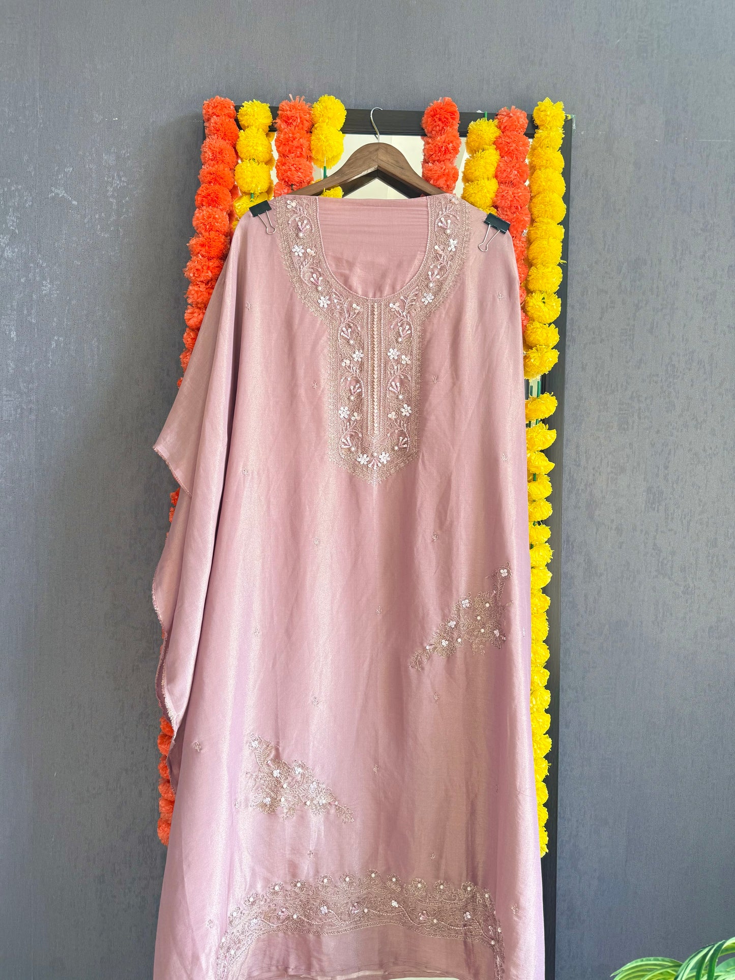 Premium tissue silk hand embroidered suit