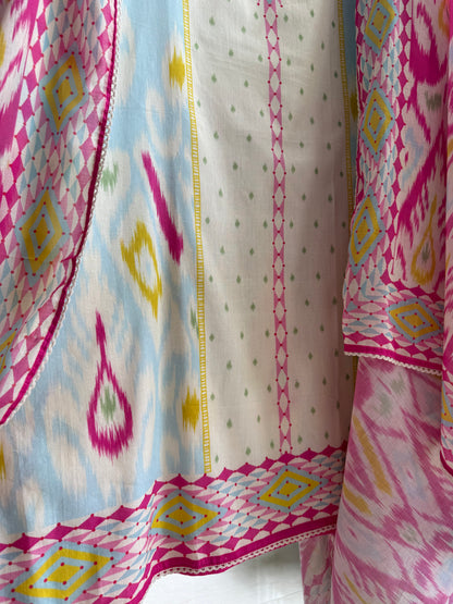 Mulmul cotton ikkat suit