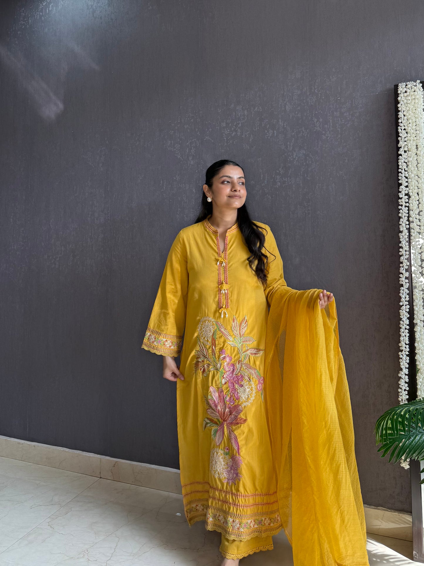 Mul cotton designer floral suit