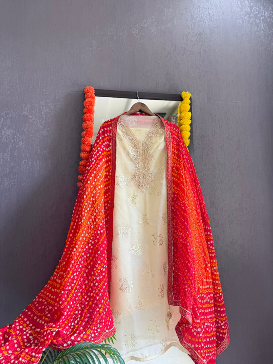 Zardozi bandhani suit