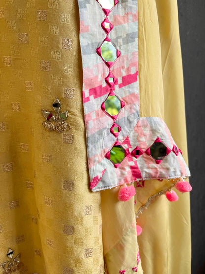 Luxurious sheesha aari work Tissue silk suit