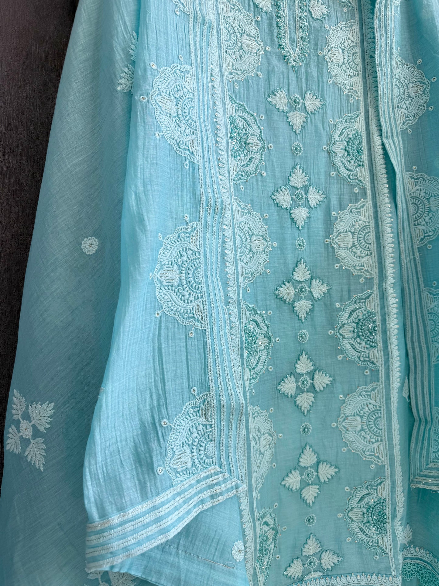 Luxurious Mul chanderi lucknowi handwork suit