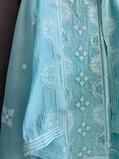 Luxurious Mul chanderi lucknowi handwork suit