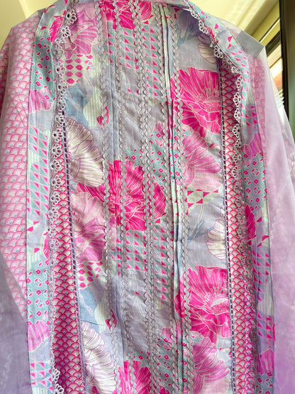 Premium Muslin lace work floral suit