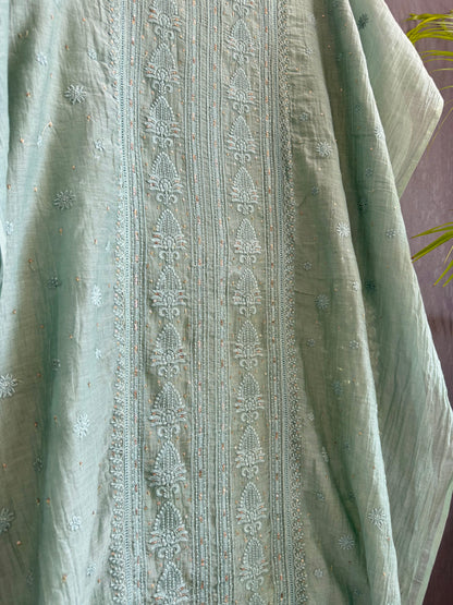 Luxurious Mul chanderi lucknowi handwork suit