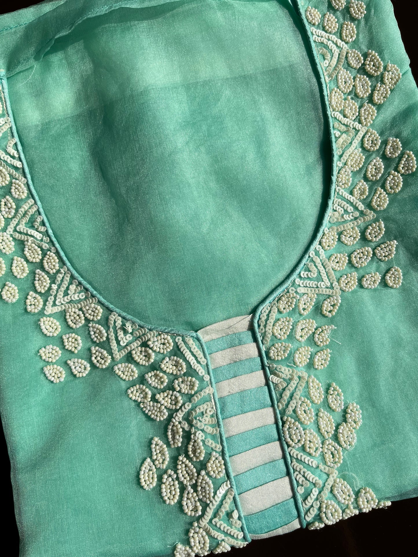 Pearlwork jamdani organza suit
