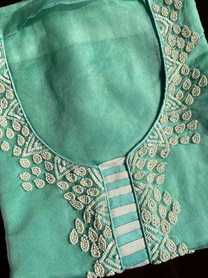Pearlwork jamdani organza suit