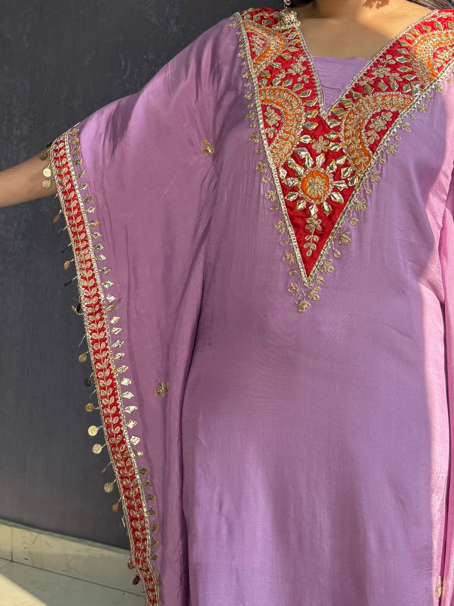 Gotapatti aari work kaftan set