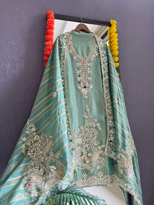 Luxurious Gotapatti Pure Tissue silk suit