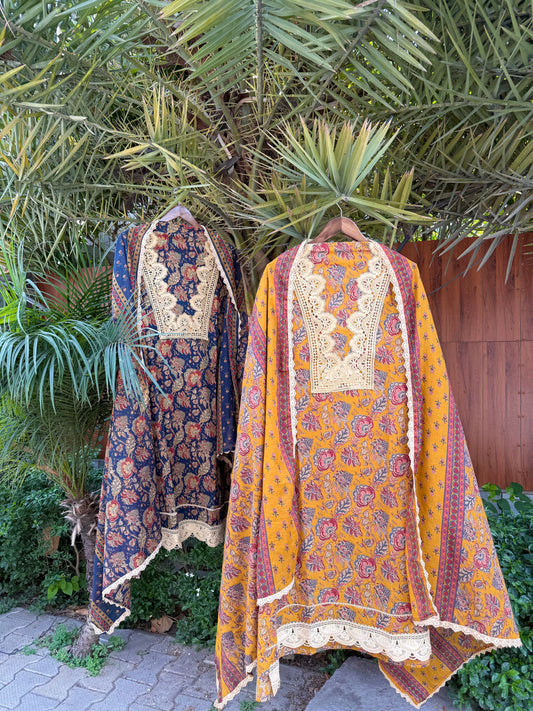 Mulmul cotton lacework suit