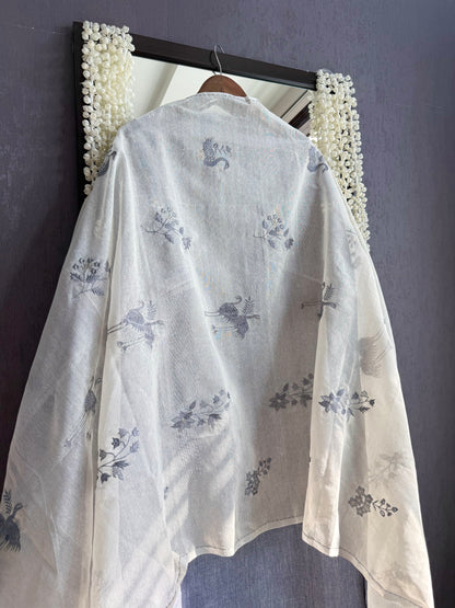 Cotton flamingos and birds embroidered suits