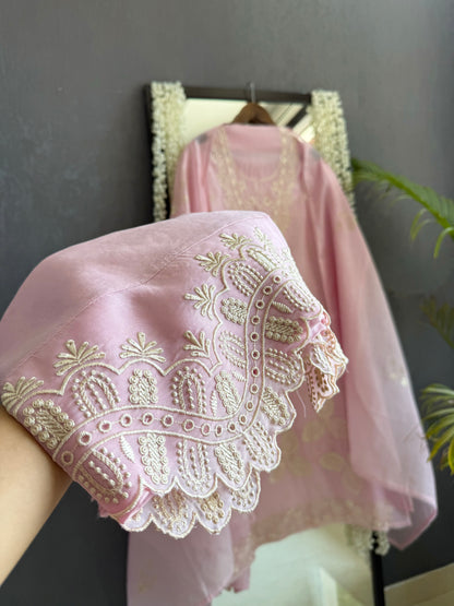 Luxurious Mul chanderi threadwork suit