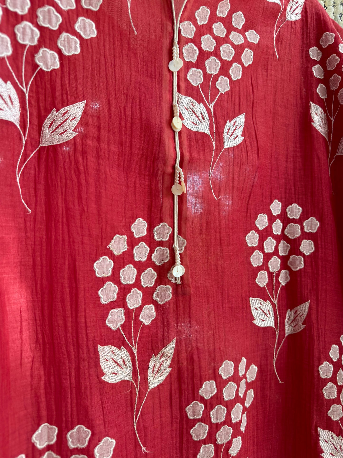 Luxurious Mul chanderi appliqué work suit