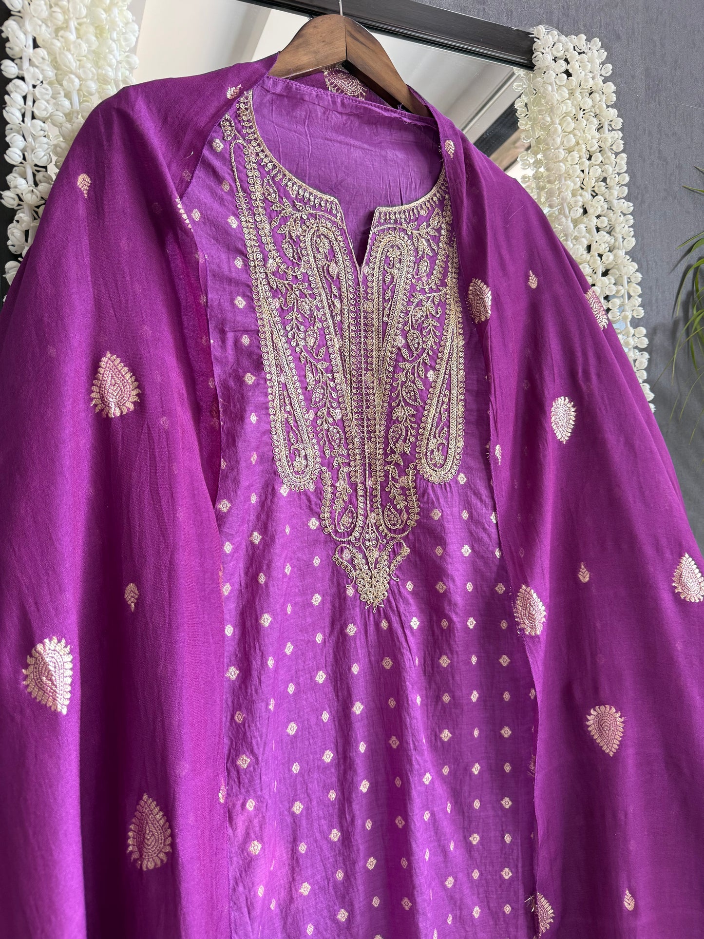 Semi Benarsi silk aari work suit