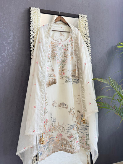 Luxurious Mul chanderi gota appliqué work suit