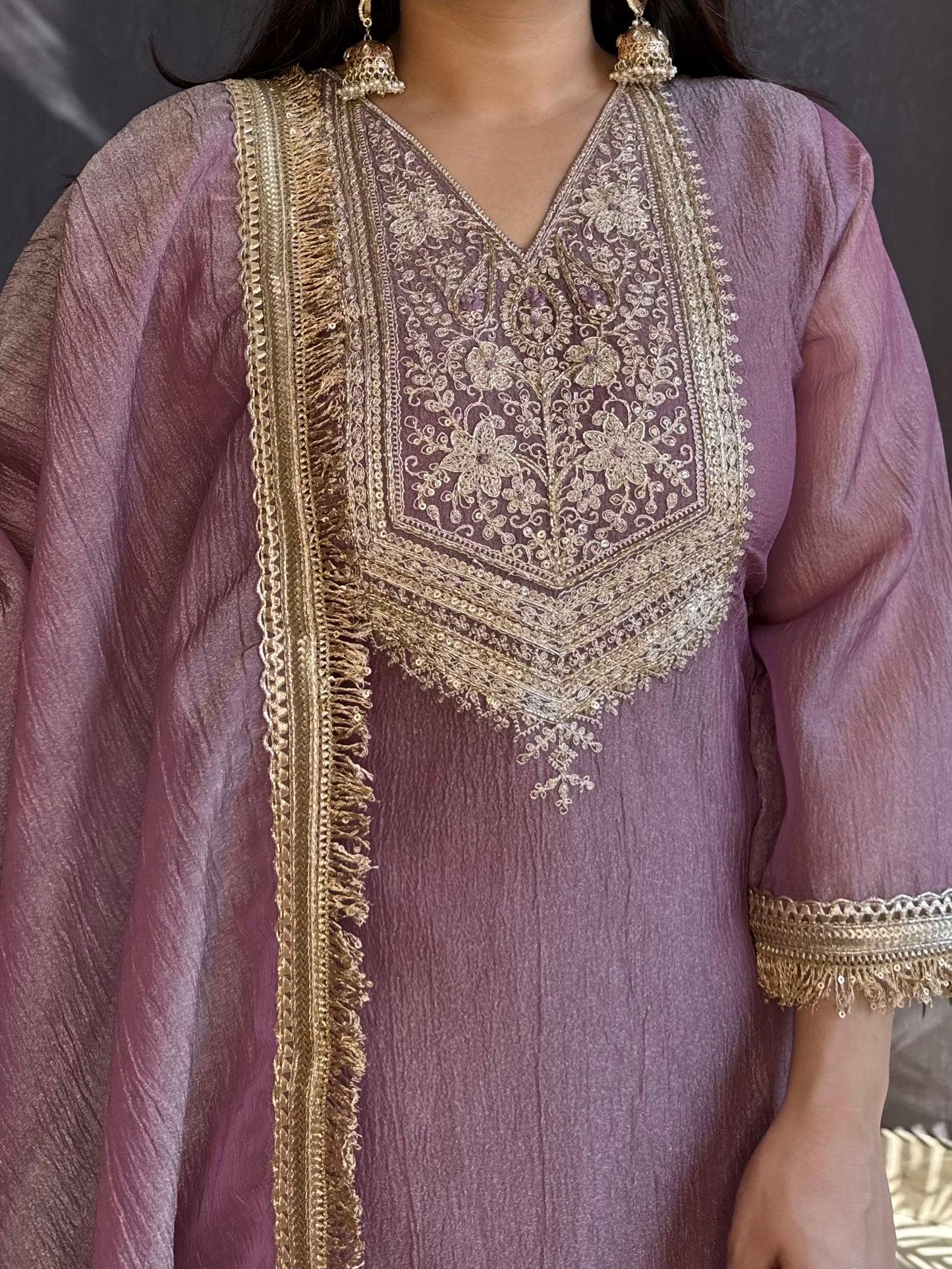 Tissue silk Handwork suit set