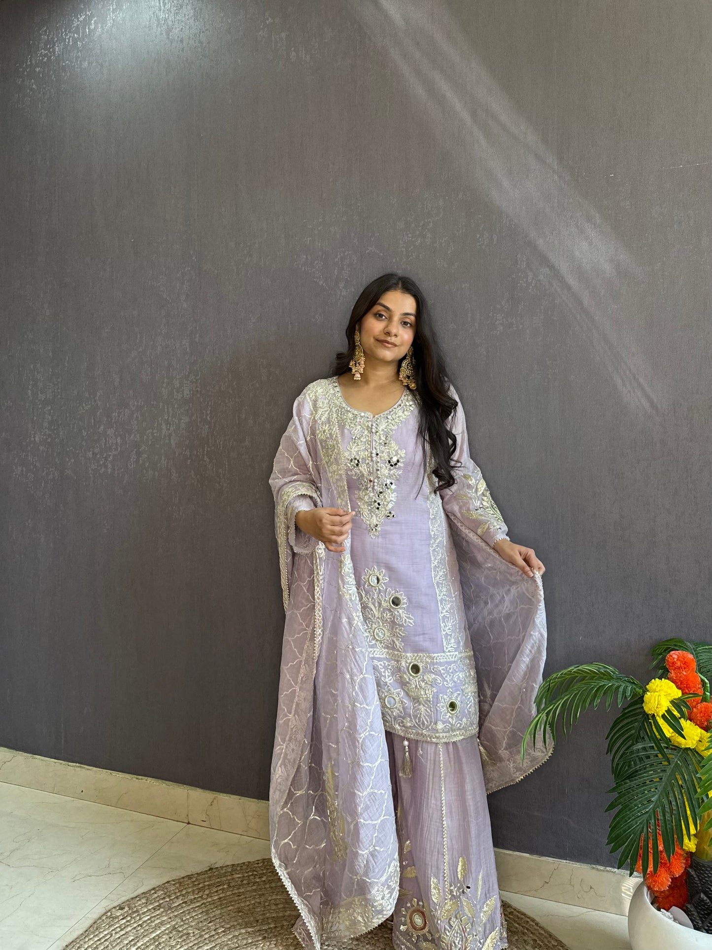 Luxurious mul cotton gotapatti sharara set