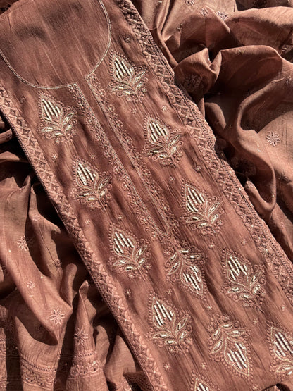 Luxurious Mul chanderi lucknowi handwork suit