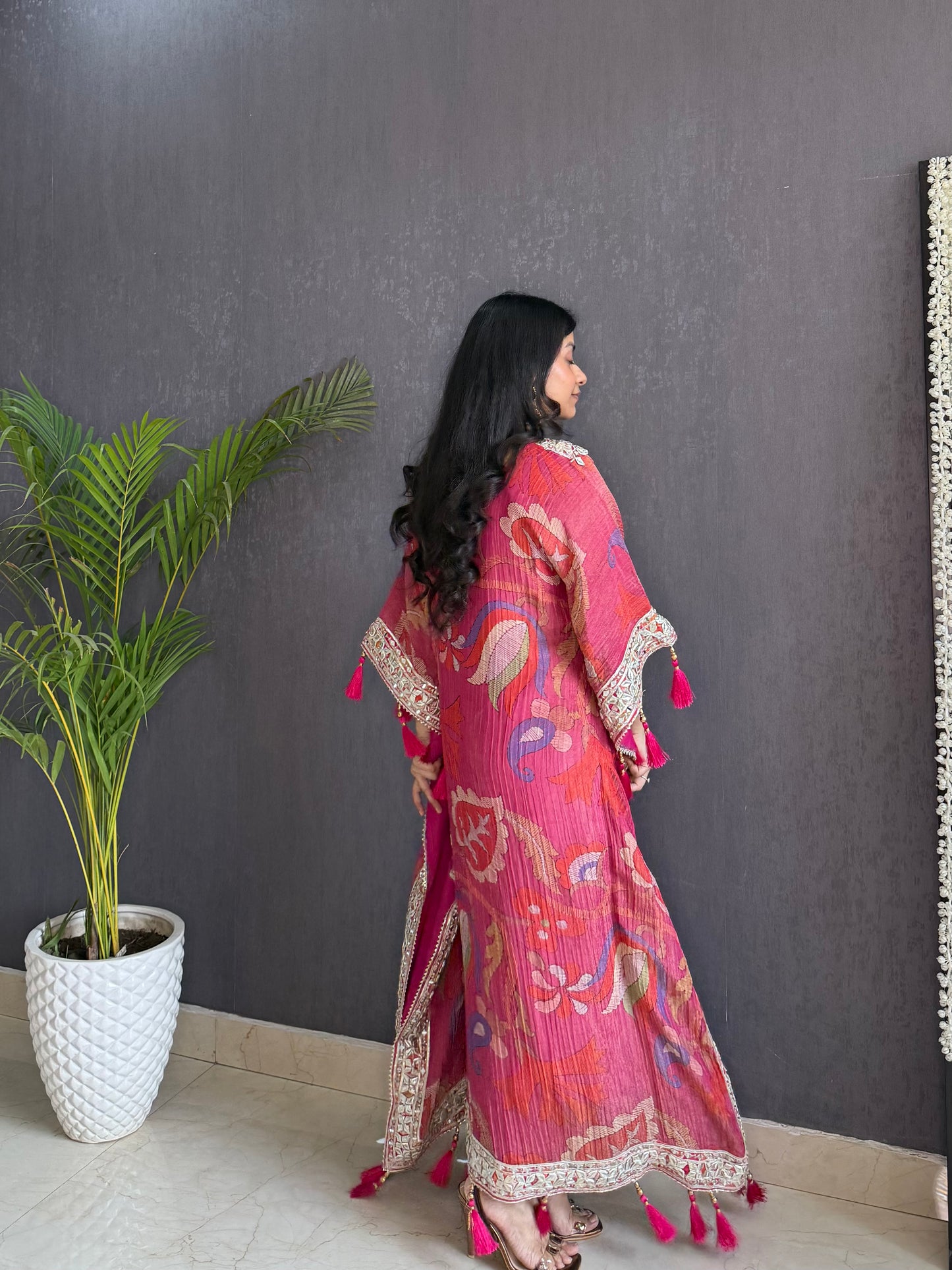 Luxurious abstract floral gotapatti kaftan set