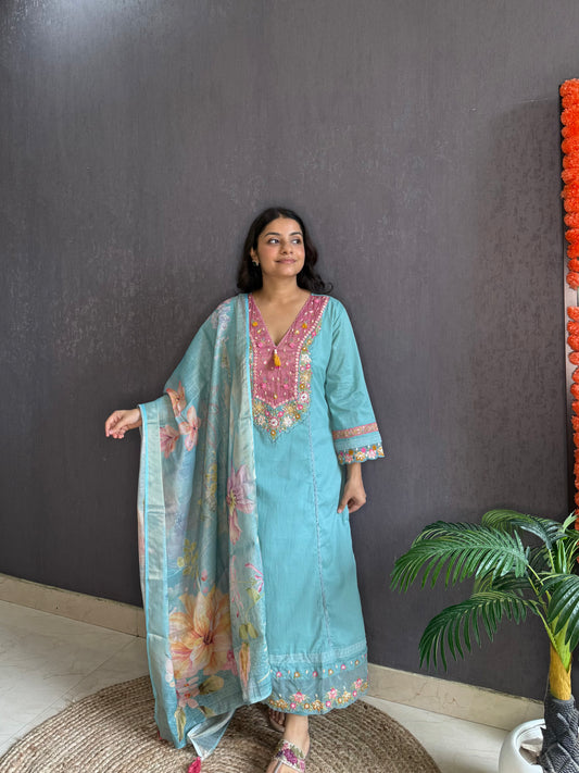 Aline cotton Handwork suit