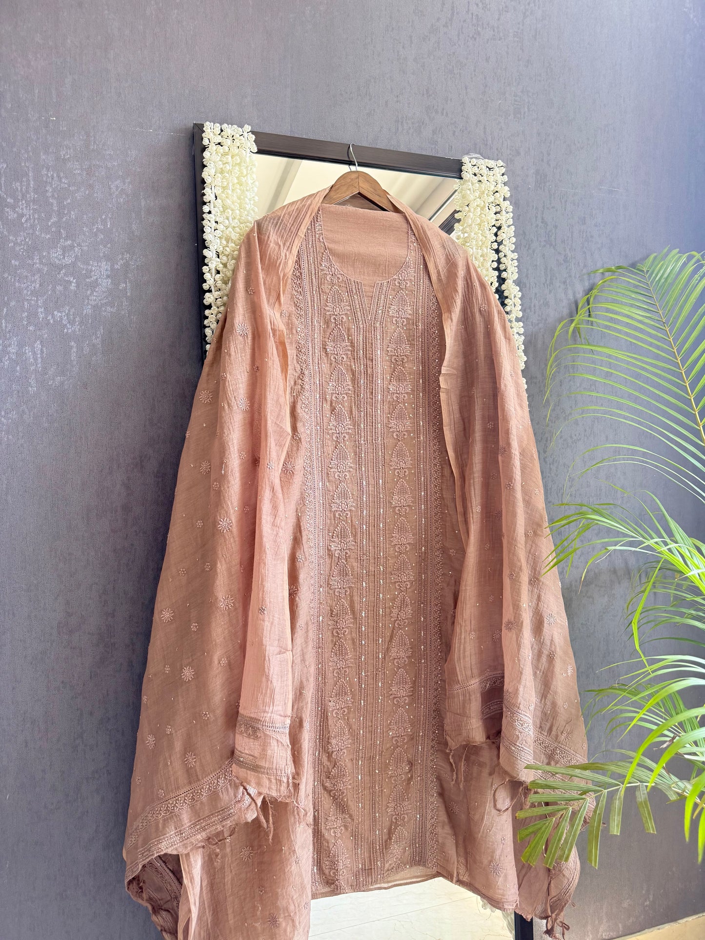 Luxurious Mul chanderi lucknowi handwork suit