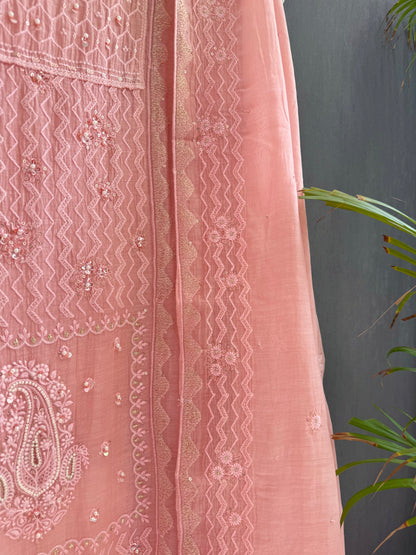 Luxurious Mul chanderi lucknowi paisley suit